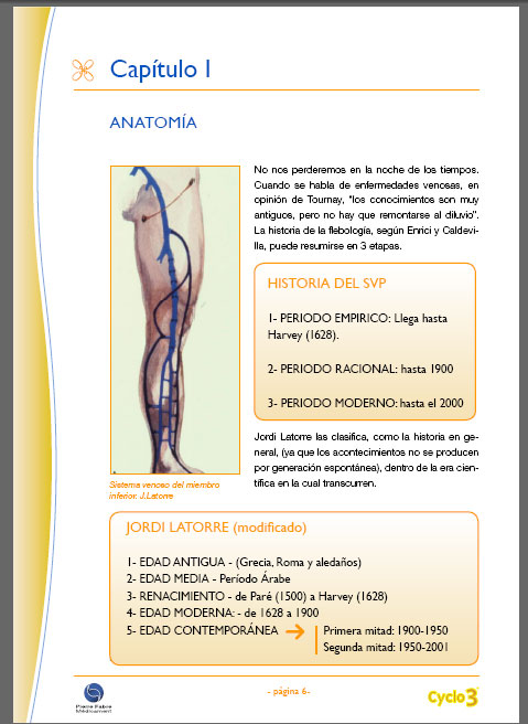 Sección Interna CD ROM "Evolución Histórica de la Insuficiencia Venosa Crónica Profunda" Pierre Fabre - Cyclo 3