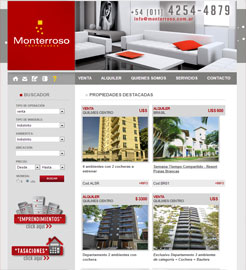 Diseño de Paginas Web Autoadministrable para Inmobiliaria Monterroso de Quilmes, Buenos Aires, Argentina.