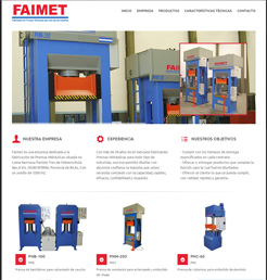 Diseño de Paginas Web para Fabrica de Prensas Hidrulicas Faimet de Buenos Aires, Argentina.